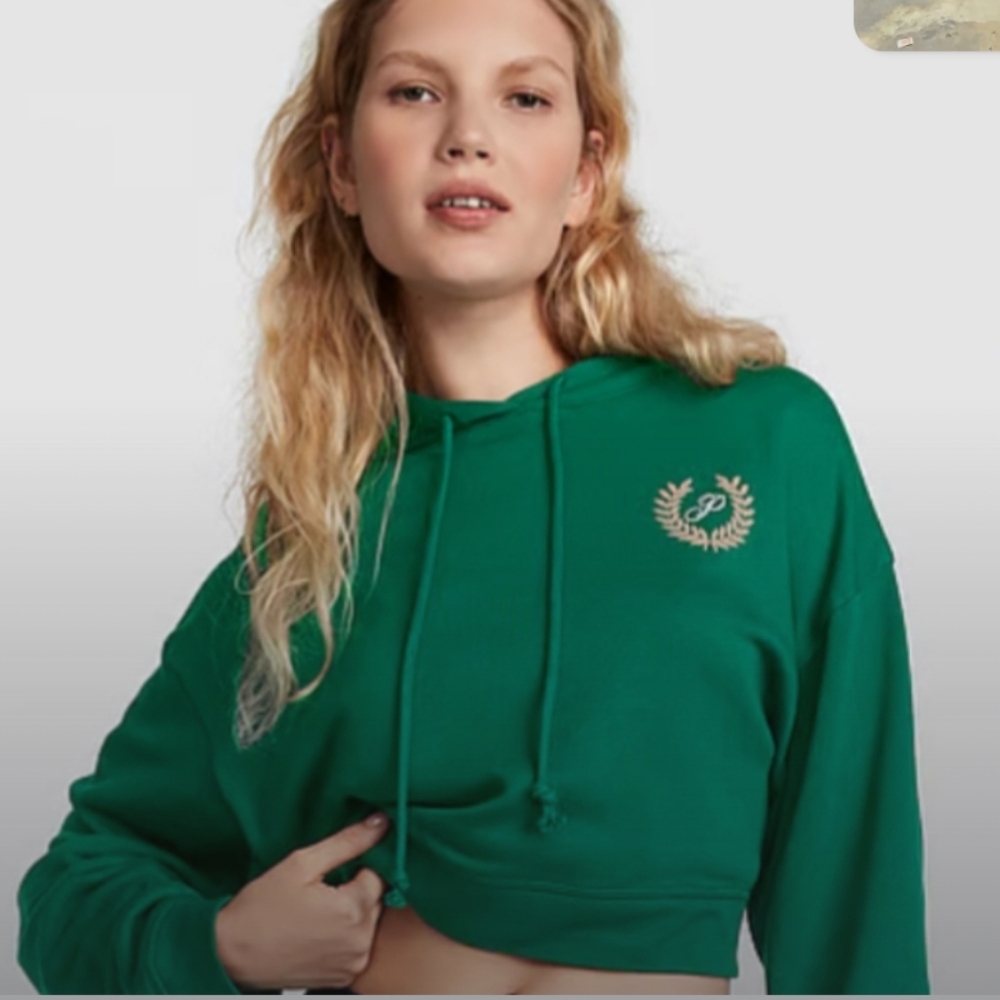 PINK Victoria's Secret Emerald Cropped Hoodie
